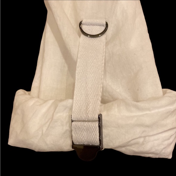 Ispiri brand white button blouse with rolled/buckle detail sleeves. - Picture 3 of 6